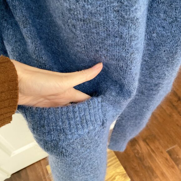 NWT Acne Studios Women Blue Wool Blended Mohair Oversize Cardigan - Picture 2 of 6